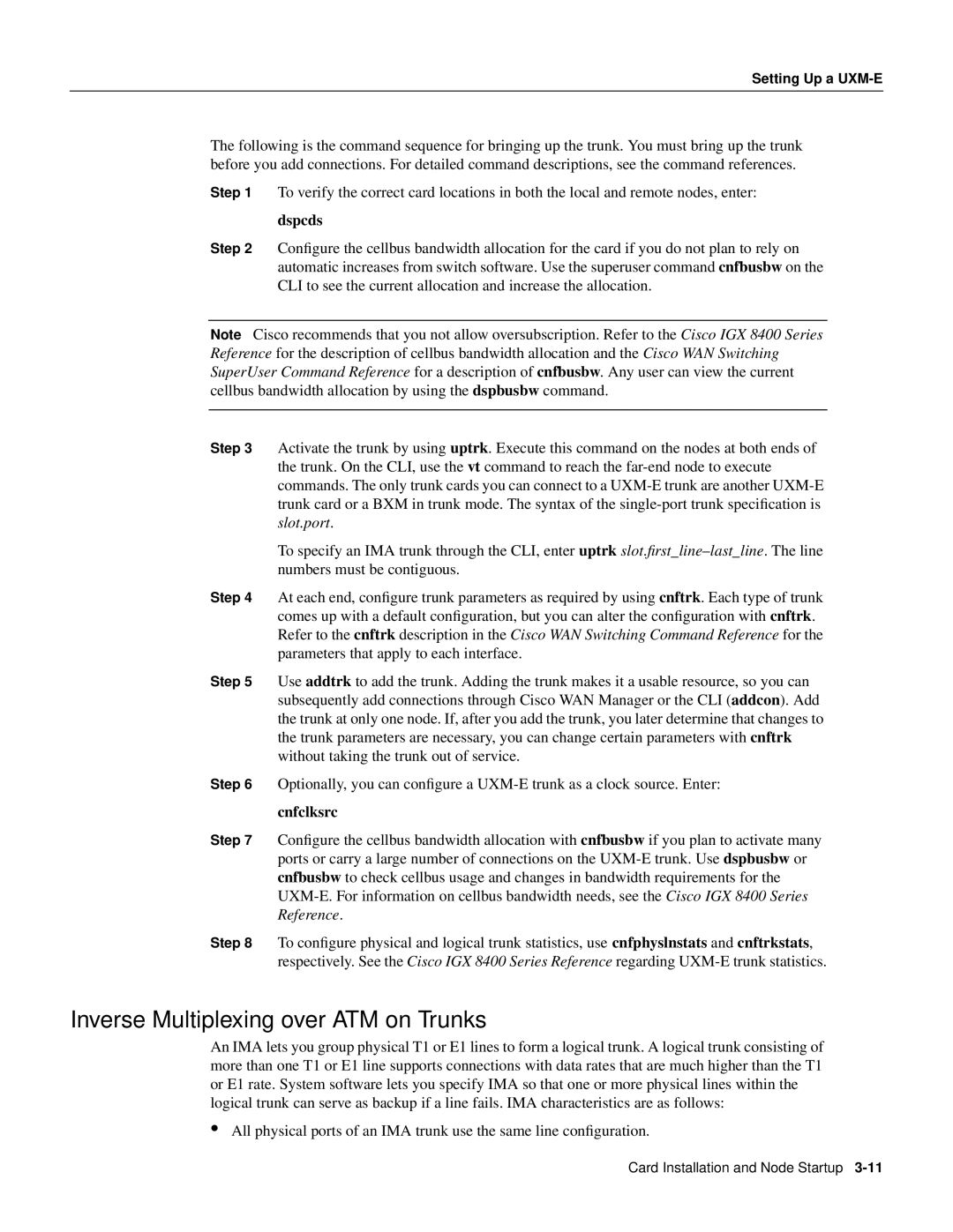 Cisco Systems IGX 8400 Series manual Inverse Multiplexing over ATM on Trunks, Dspcds 