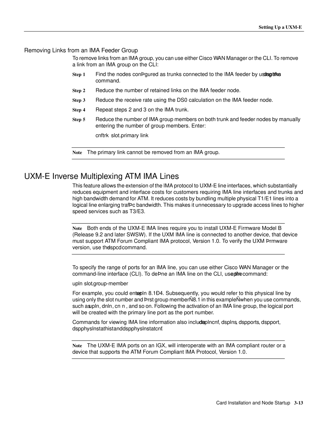 Cisco Systems IGX 8400 Series manual UXM-E Inverse Multiplexing ATM IMA Lines, Removing Links from an IMA Feeder Group 