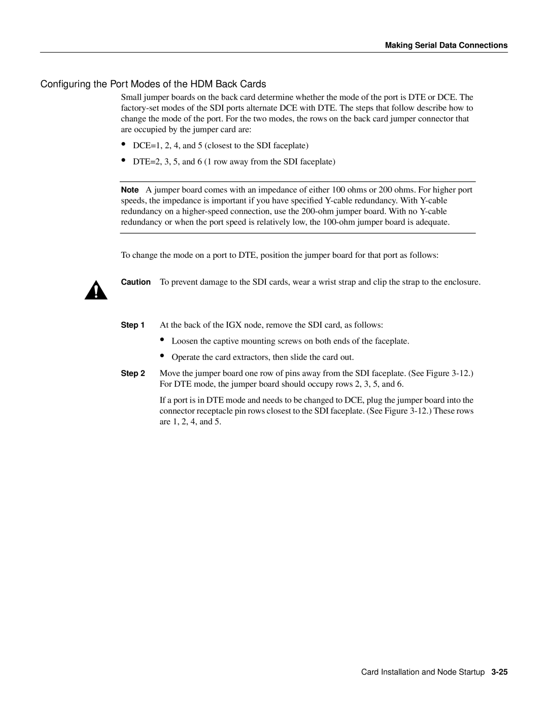 Cisco Systems IGX 8400 Series manual Conﬁguring the Port Modes of the HDM Back Cards 