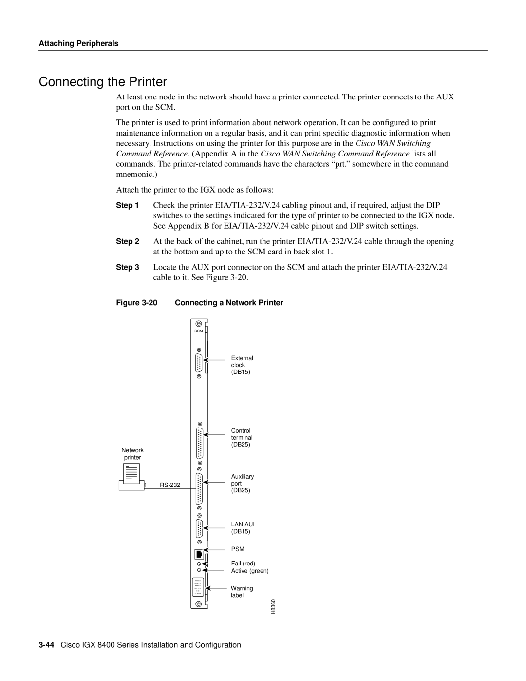 Cisco Systems IGX 8400 Series manual Connecting the Printer, Connecting a Network Printer 