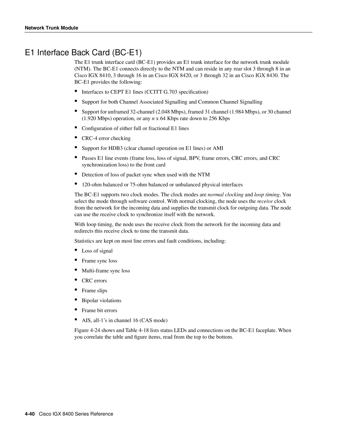 Cisco Systems IGX 8400 manual E1 Interface Back Card BC-E1 