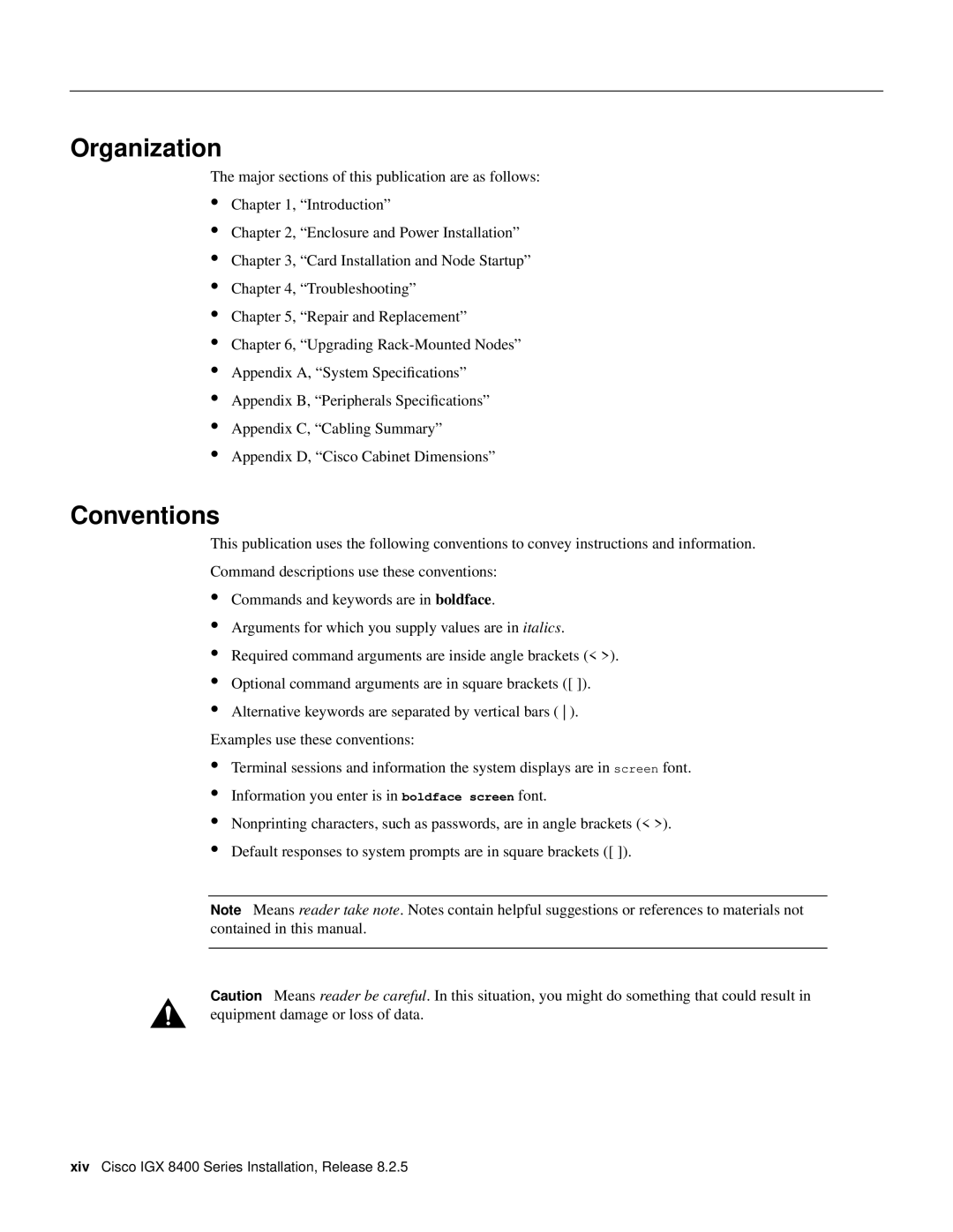 Cisco Systems IGX 8420, IGX 8410 manual Organization, Conventions 