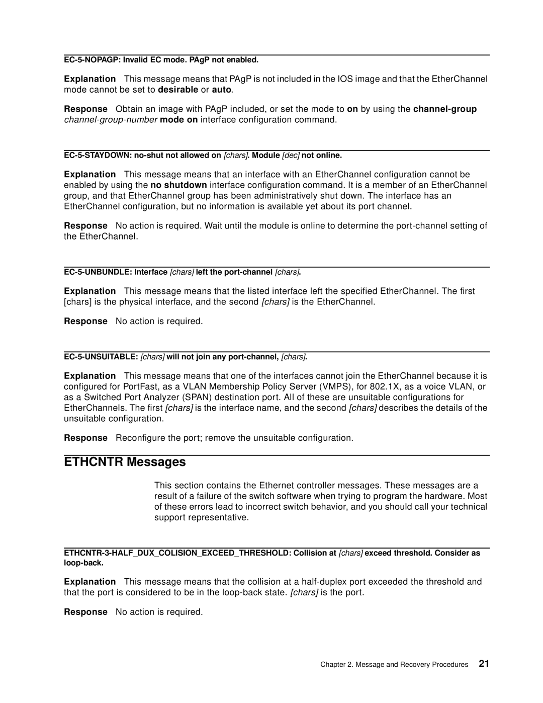 Cisco Systems Intelligent Gigabit Ethernet Switch Module manual Ethcntr Messages 