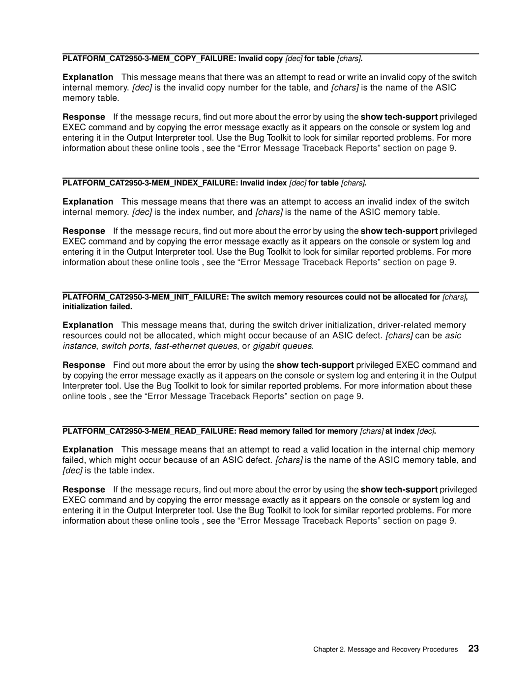 Cisco Systems Intelligent Gigabit Ethernet Switch Module manual Message and Recovery Procedures 