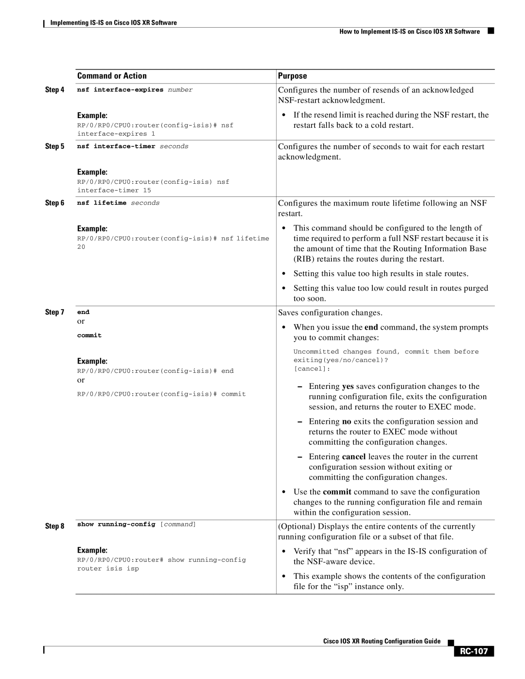 Cisco Systems IOS XR manual RC-107 