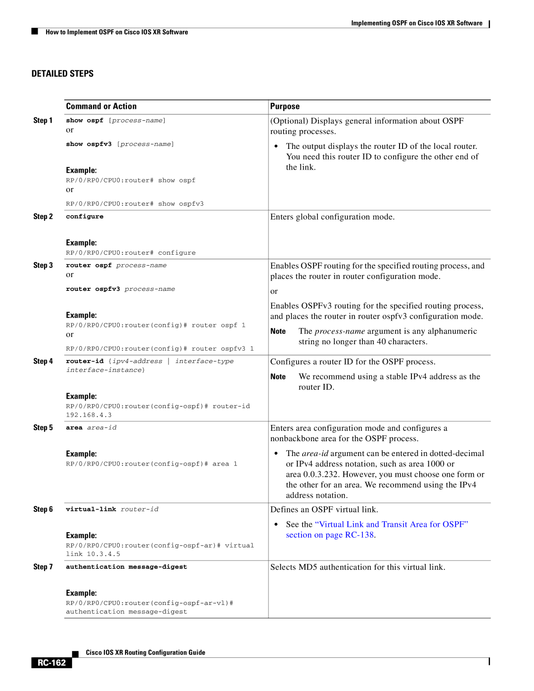 Cisco Systems IOS XR manual Section on page RC-138, RC-162 