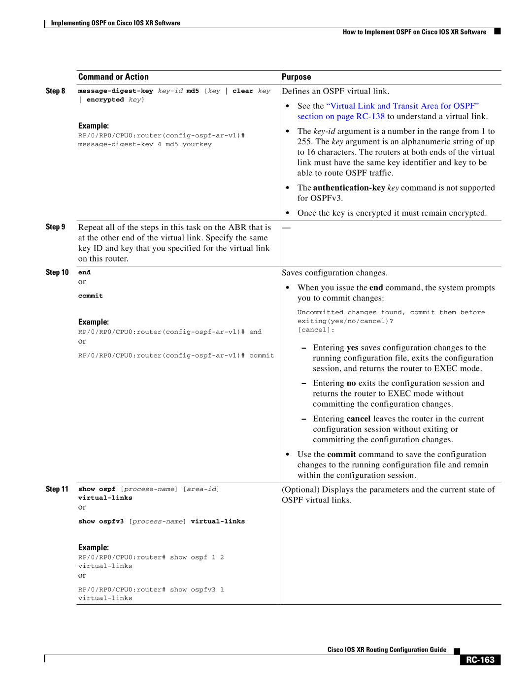 Cisco Systems IOS XR manual RC-163 