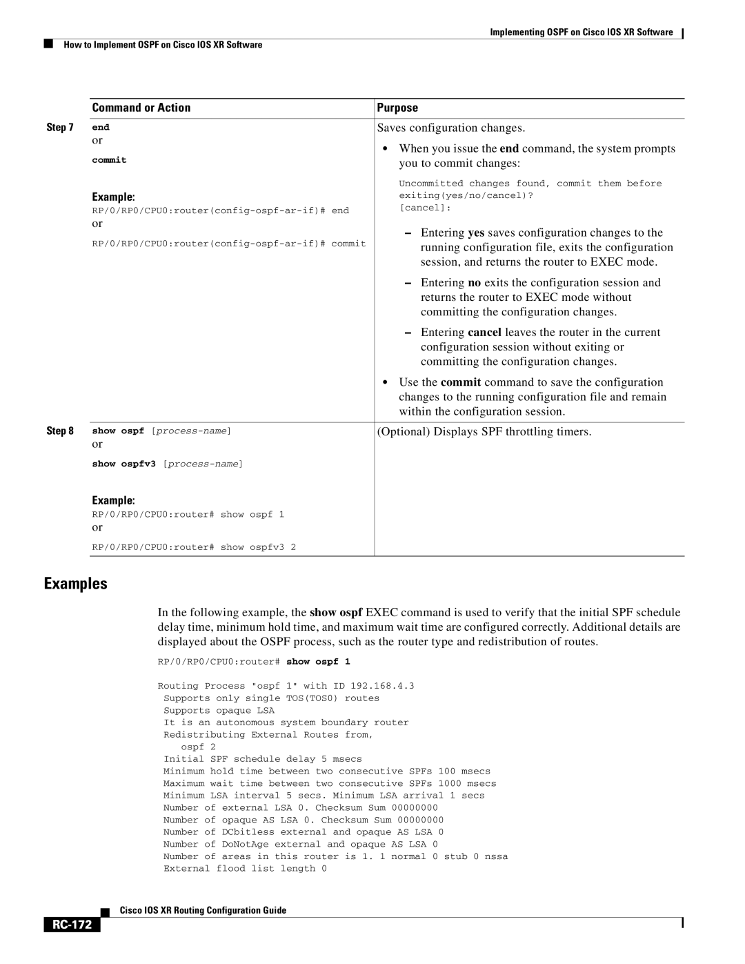 Cisco Systems IOS XR manual Examples, RC-172 