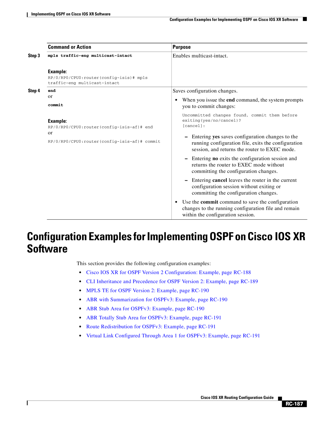 Cisco Systems IOS XR manual RC-187 