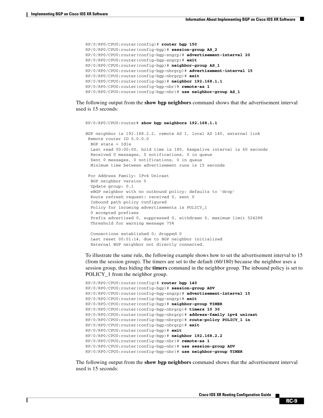 Cisco Systems IOS XR manual RC-9 