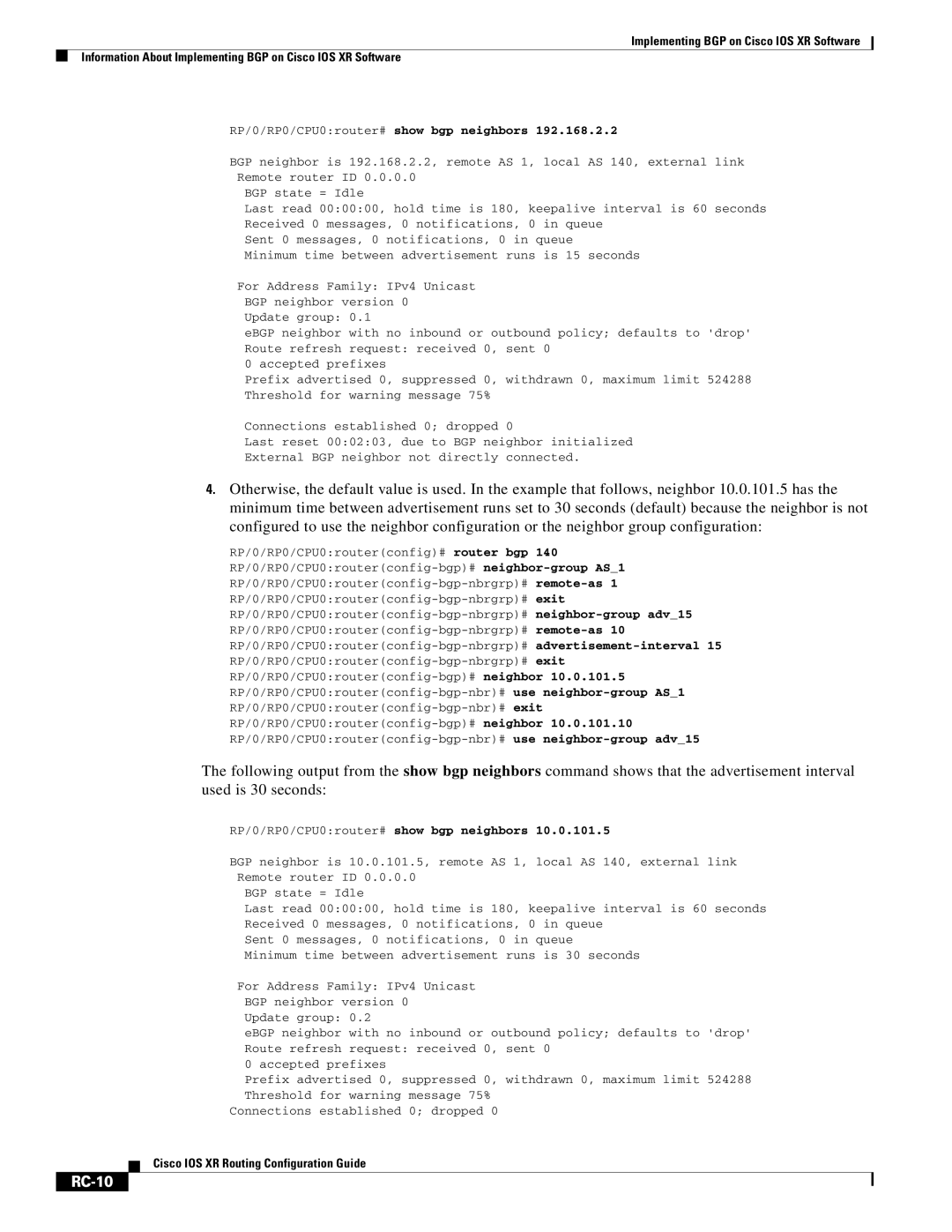 Cisco Systems IOS XR manual RC-10 