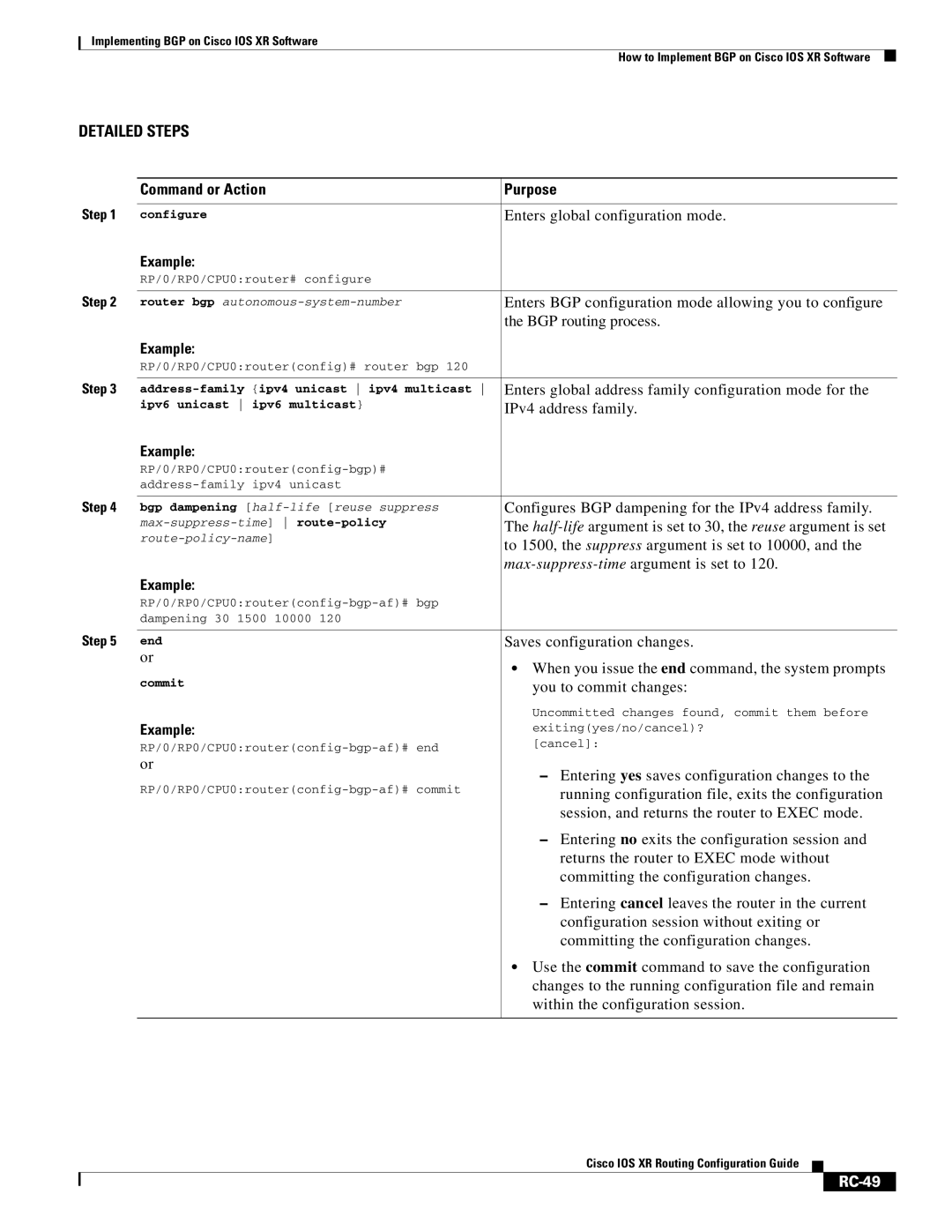 Cisco Systems IOS XR manual RC-49 