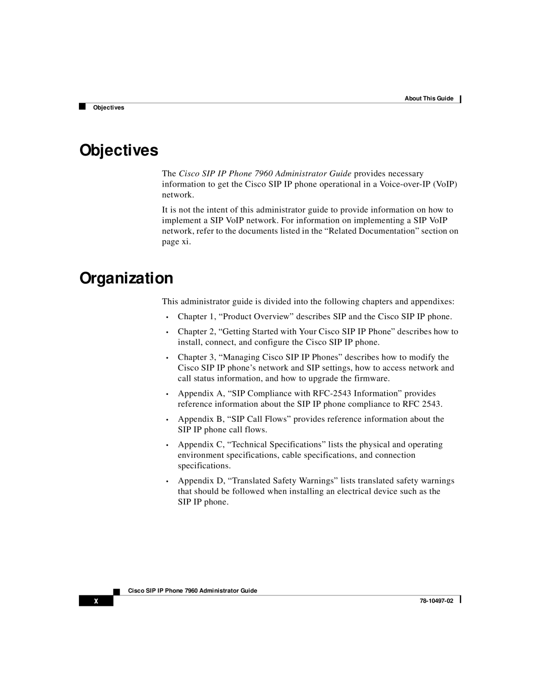 Cisco Systems IP phone 7960 manual Objectives, Organization 