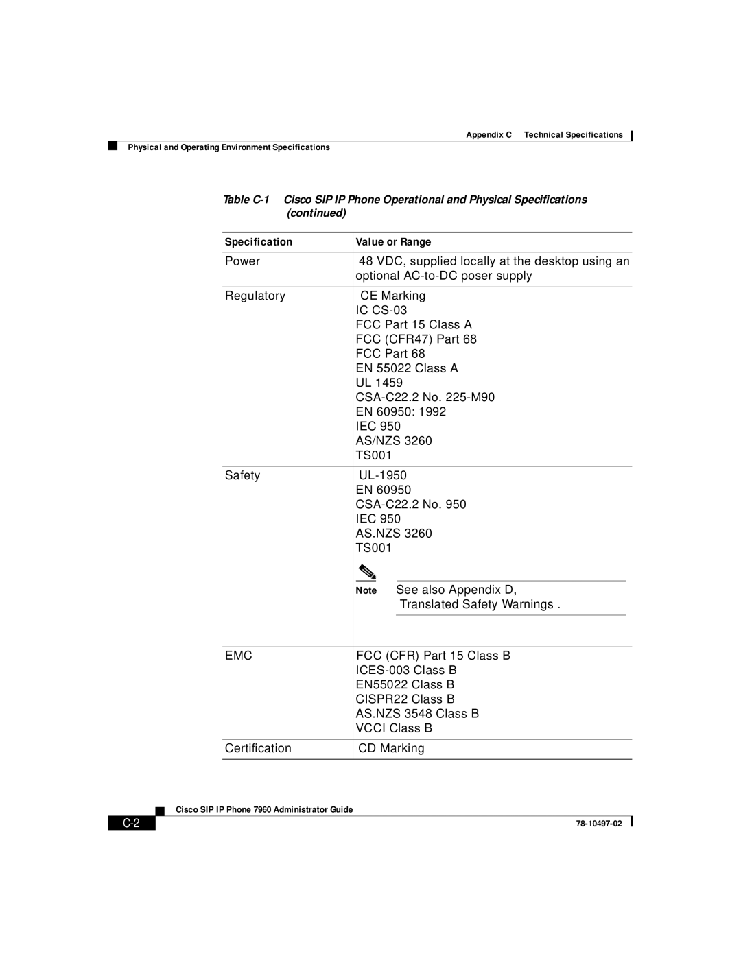 Cisco Systems IP phone 7960 manual Emc 