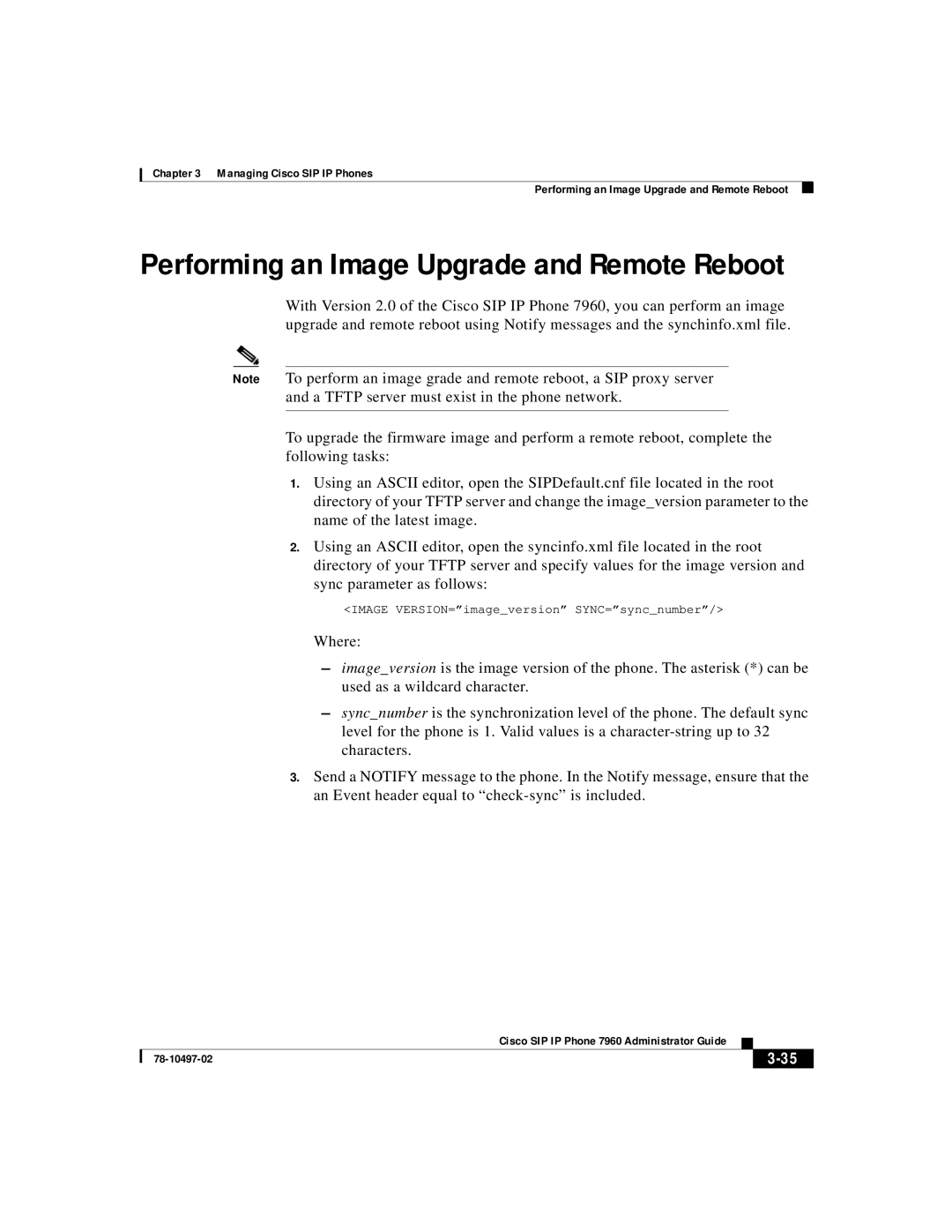 Cisco Systems IP phone 7960 manual Performing an Image Upgrade and Remote Reboot 