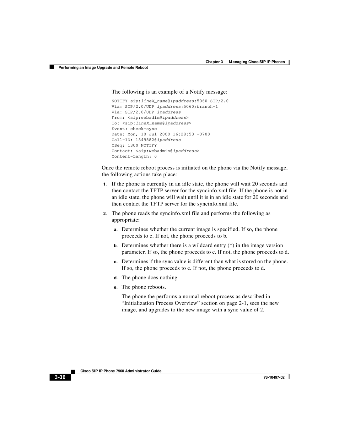 Cisco Systems IP phone 7960 manual Following is an example of a Notify message 