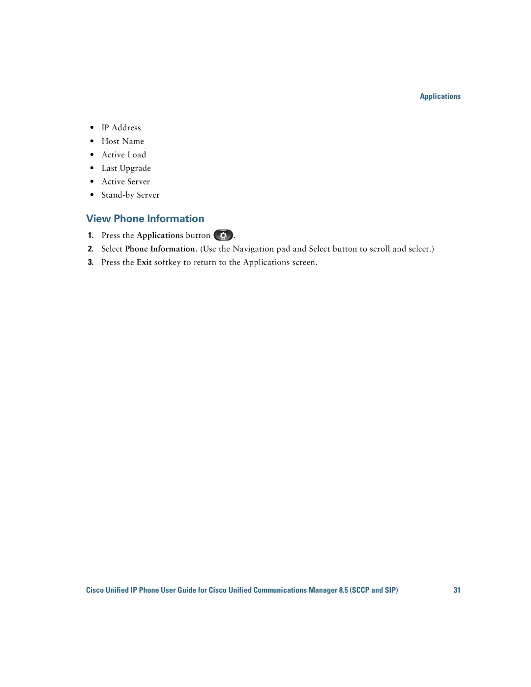 Cisco Systems IP Phone 8941 and 8945 manual View Phone Information 