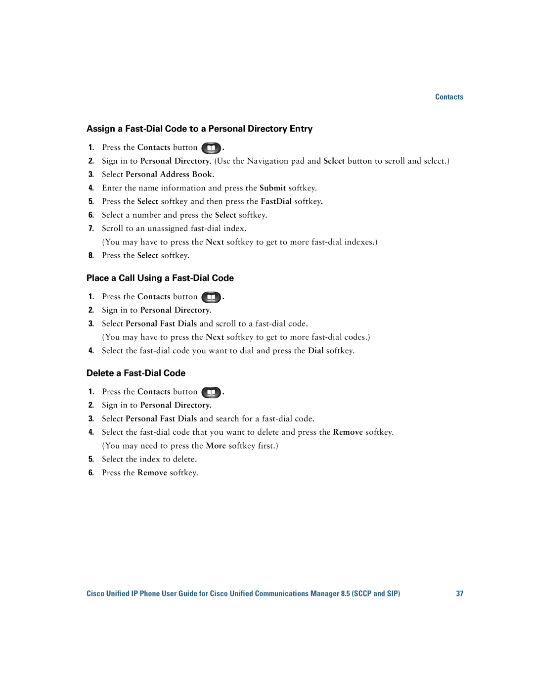 Cisco Systems IP Phone 8941 and 8945 manual Assign a Fast-Dial Code to a Personal Directory Entry 