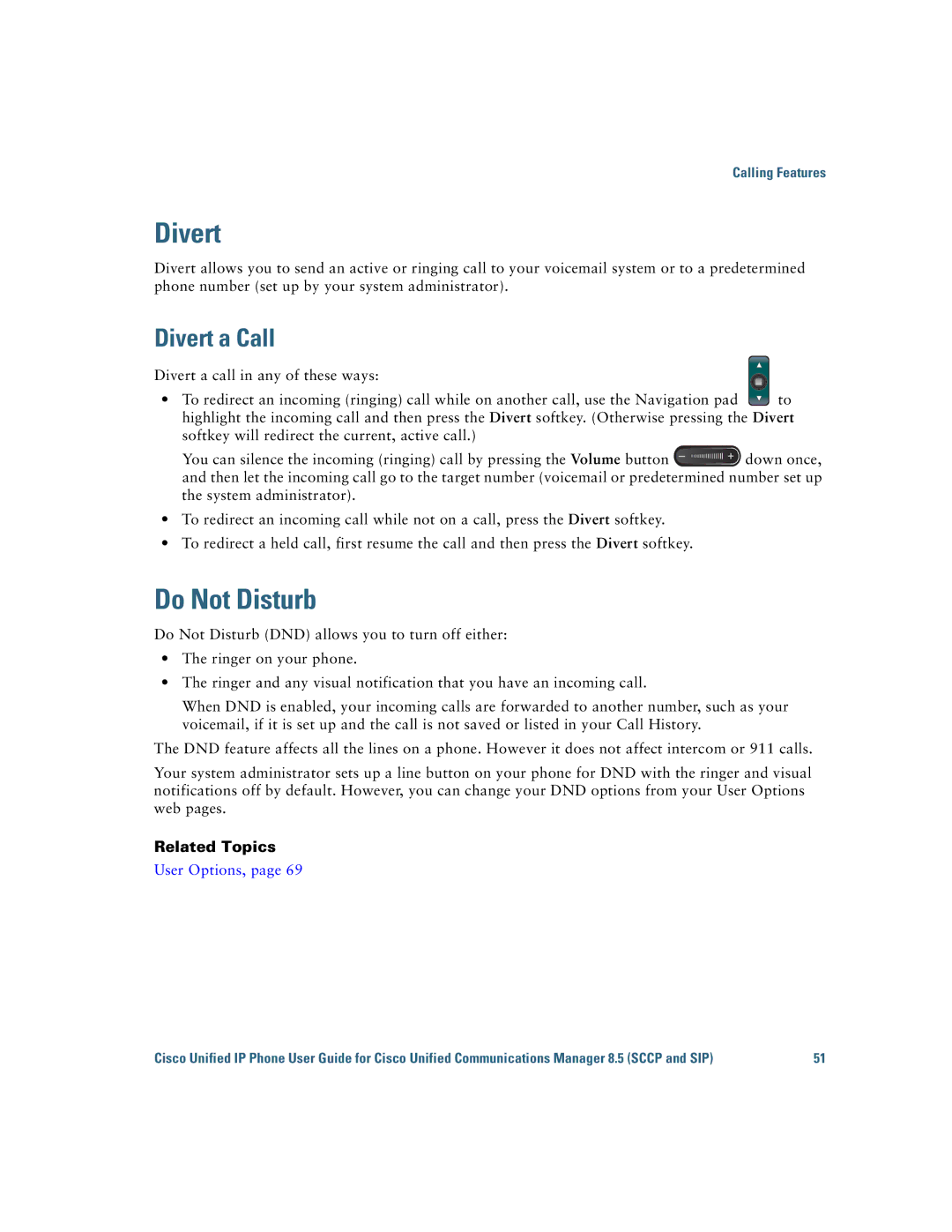 Cisco Systems IP Phone 8941 and 8945 manual Do Not Disturb, Divert a Call 