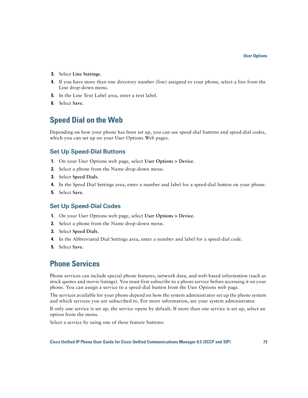 Cisco Systems IP Phone 8941 and 8945 Speed Dial on the Web, Phone Services, Set Up Speed-Dial Buttons, Select Speed Dials 