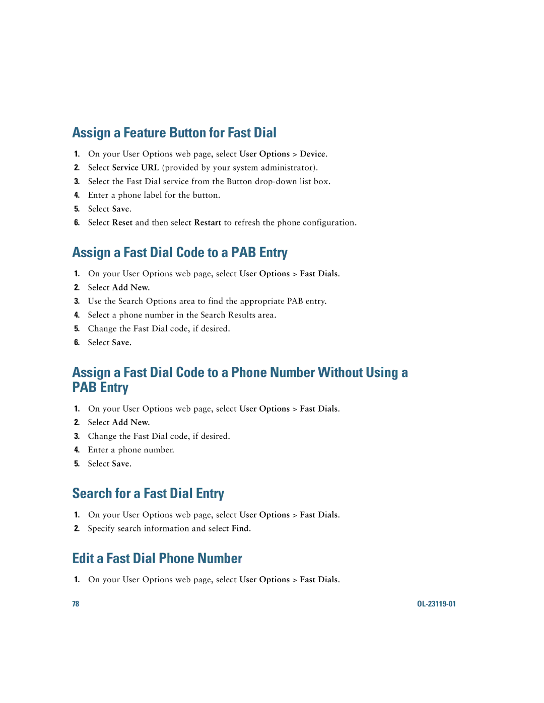 Cisco Systems IP Phone 8941 and 8945 manual Assign a Feature Button for Fast Dial, Assign a Fast Dial Code to a PAB Entry 