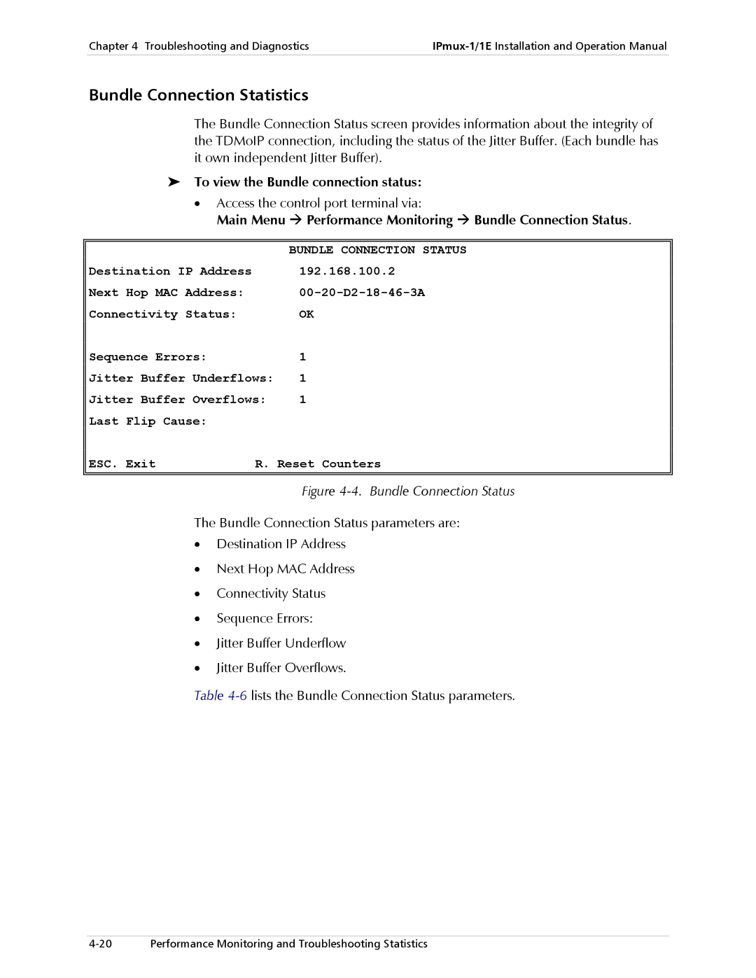 Cisco Systems IPMUX-1 Bundle Connection Statistics, To view the Bundle connection status, Bundle Connection Status 