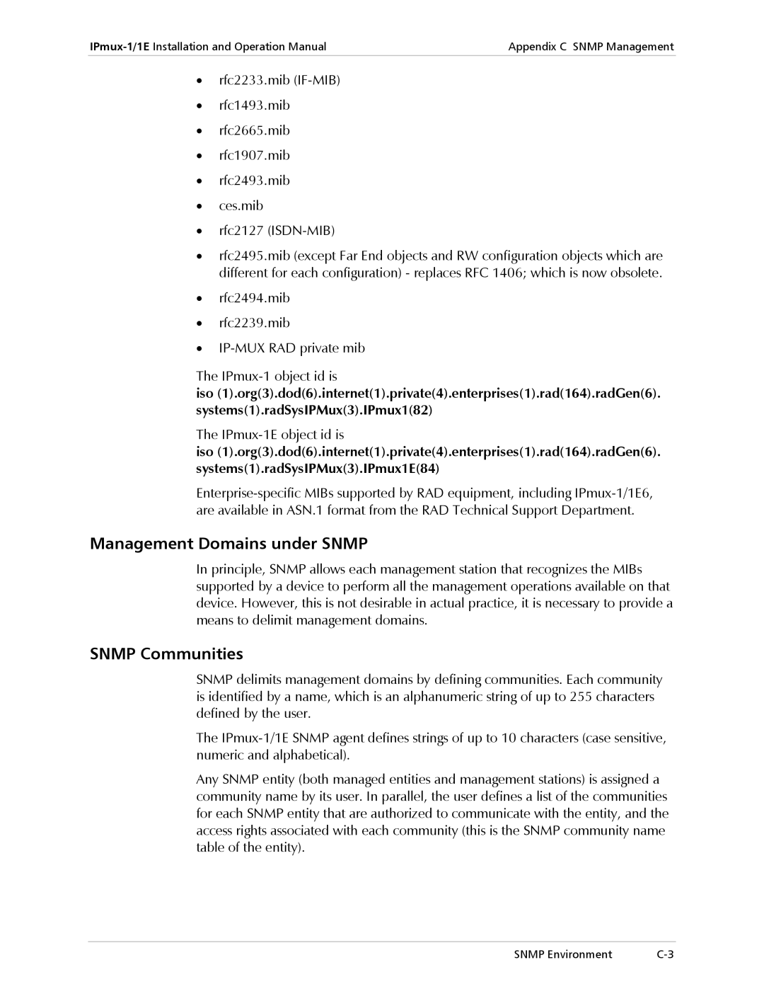 Cisco Systems IPMUX-1E operation manual Management Domains under Snmp, Snmp Communities 