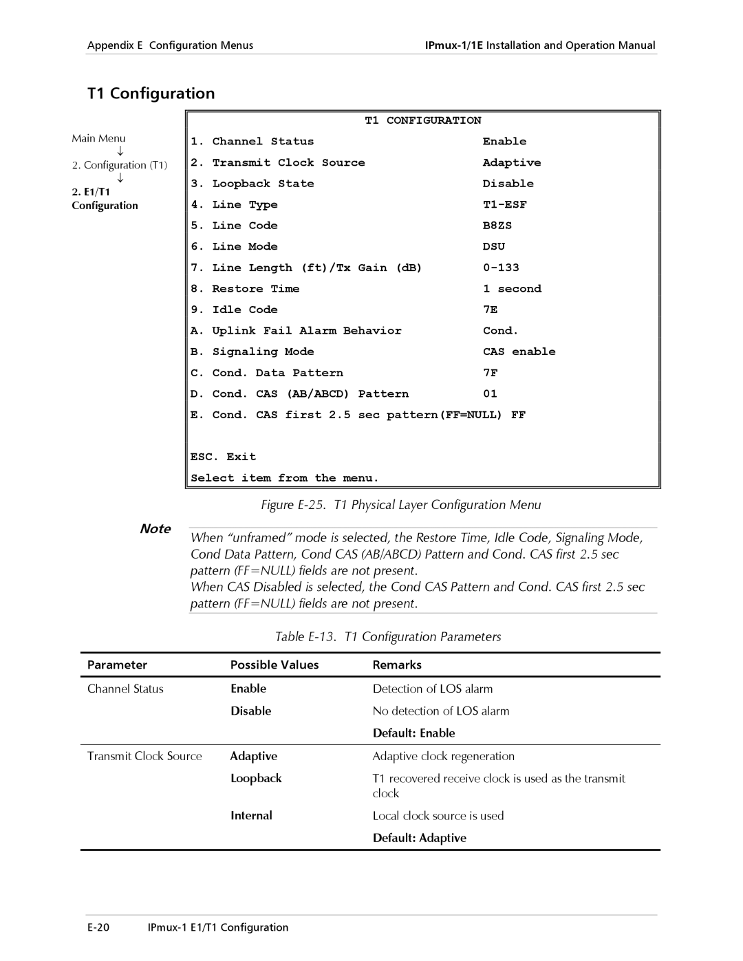 Cisco Systems IPMUX-1E operation manual T1 Configuration, T1-ESF, B8ZS, Dsu 