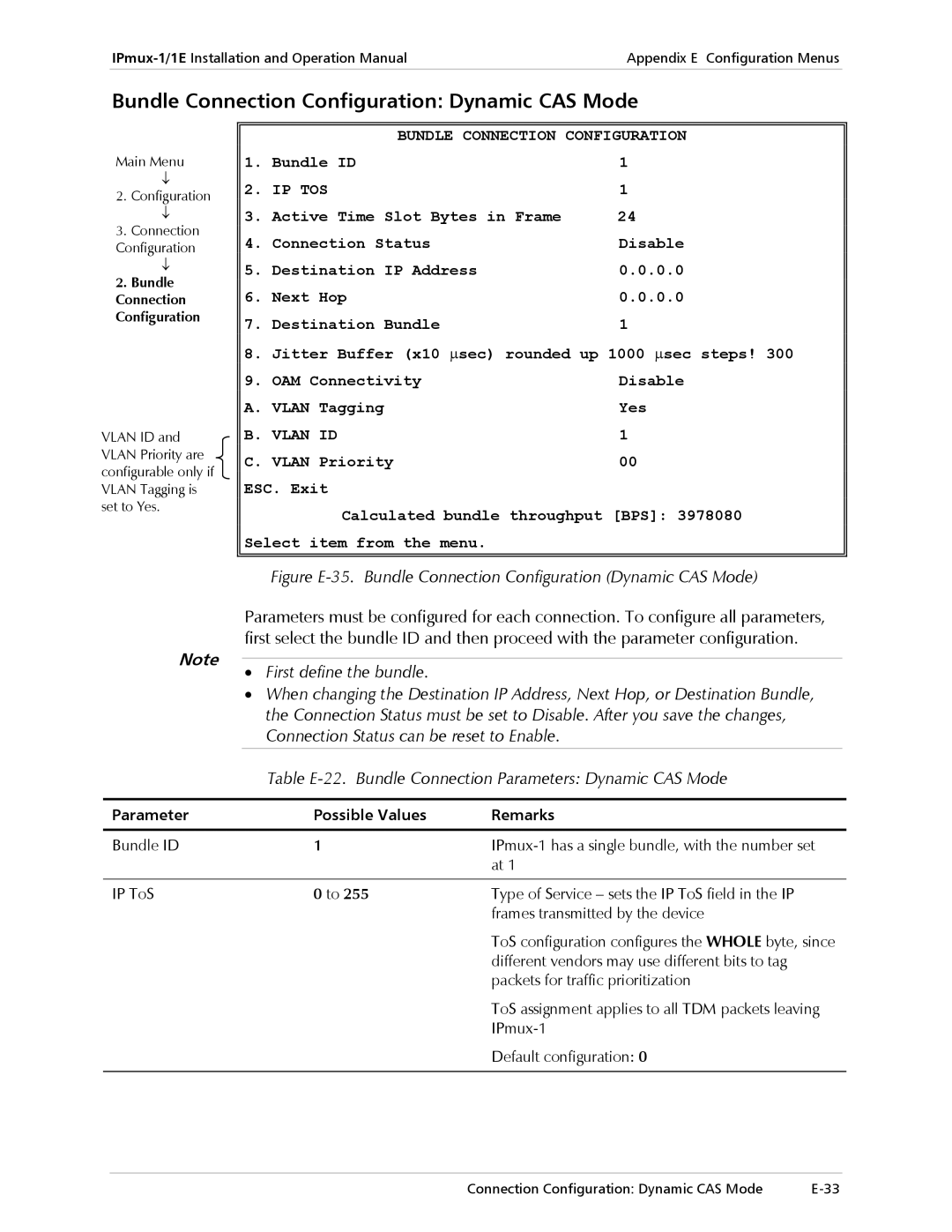 Cisco Systems IPMUX-1E operation manual Bundle Connection Configuration Dynamic CAS Mode 