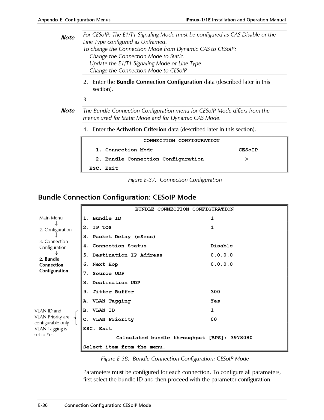 Cisco Systems IPMUX-1E Bundle Connection Configuration CESoIP Mode, Figure E-37. Connection Configuration 