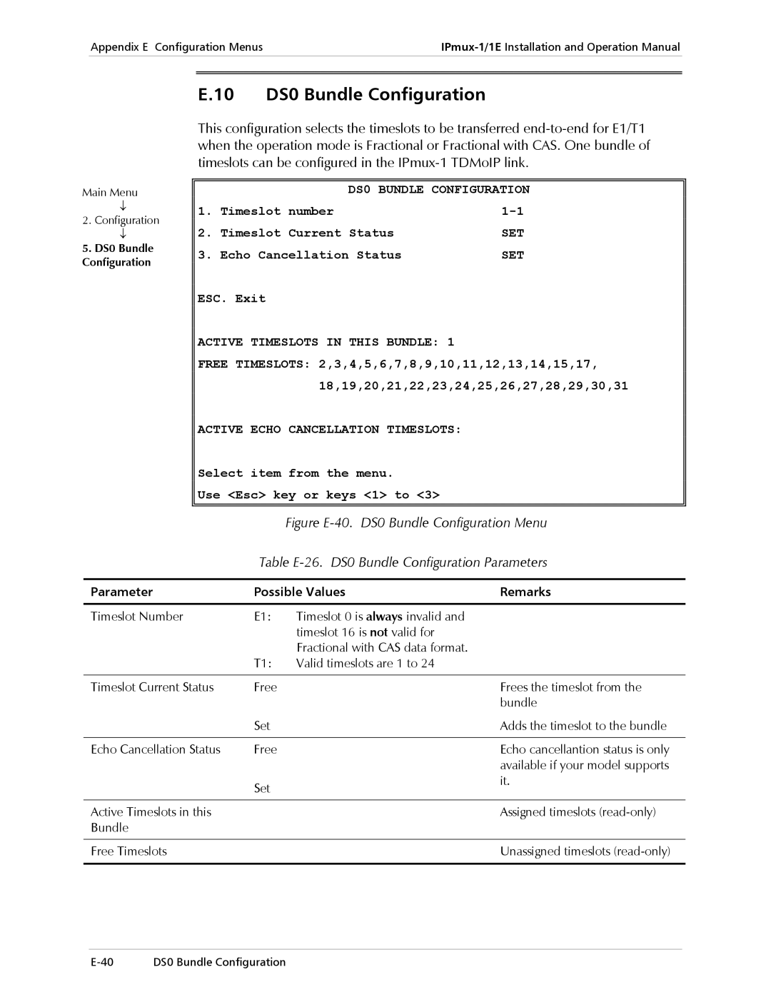 Cisco Systems IPMUX-1E operation manual 10 DS0 Bundle Configuration, Set, Active Timeslots in this Bundle 