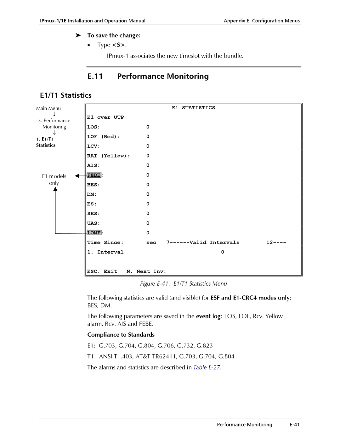 Cisco Systems IPMUX-1E operation manual Performance Monitoring, To save the change, Compliance to Standards 