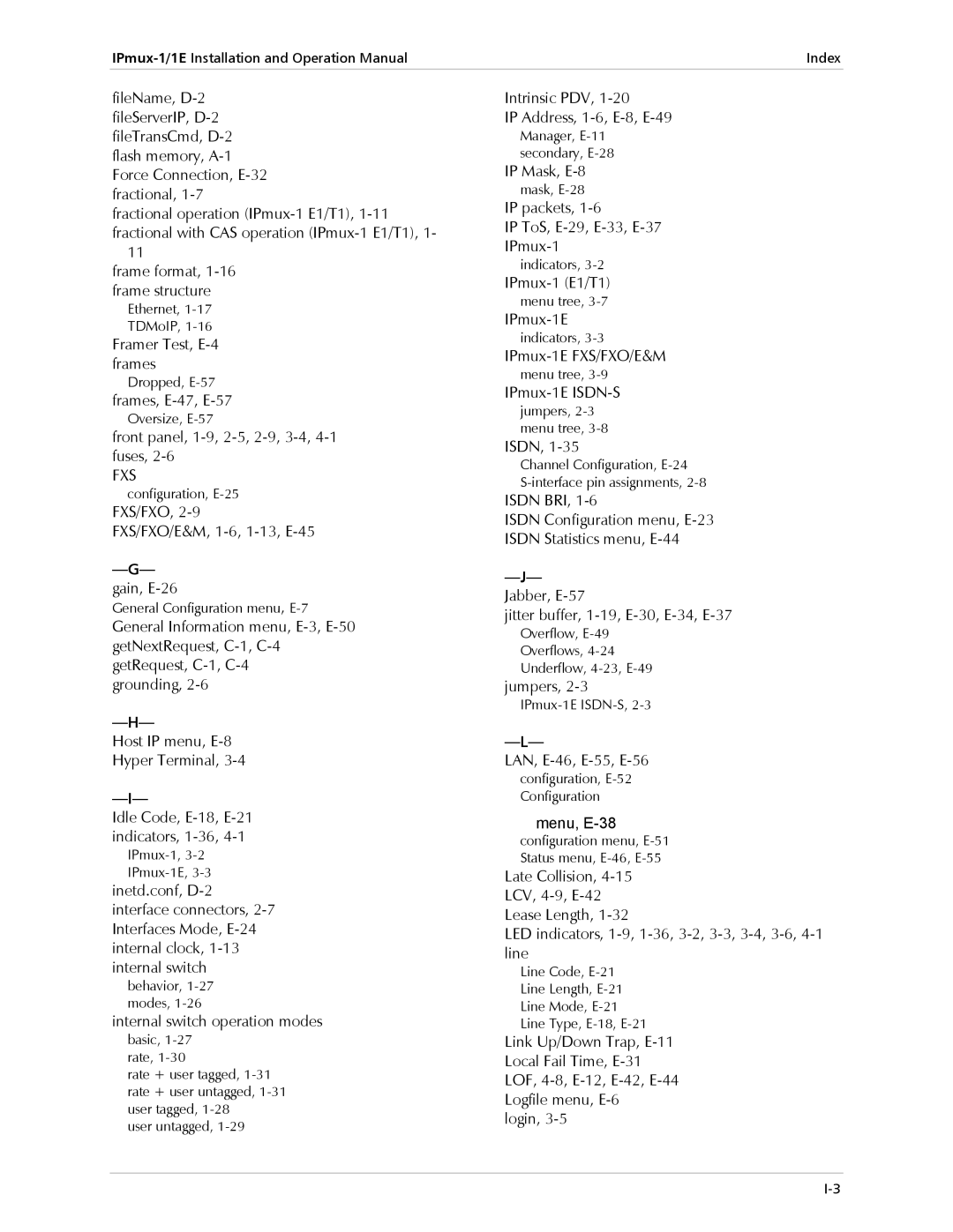 Cisco Systems IPMUX-1E operation manual Fxs, Jabber, E-57 