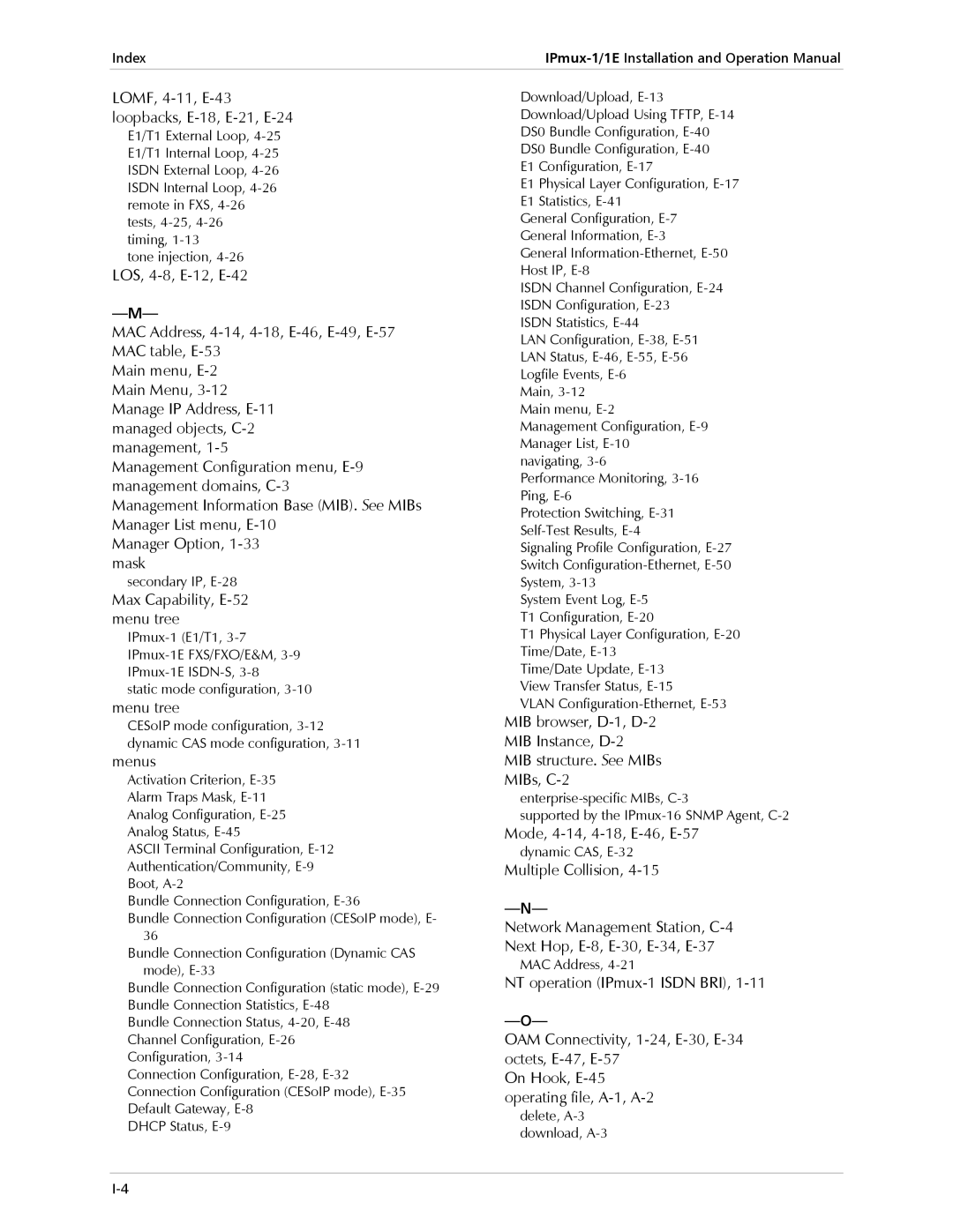 Cisco Systems IPMUX-1E operation manual Max Capability, E-52 menu tree 