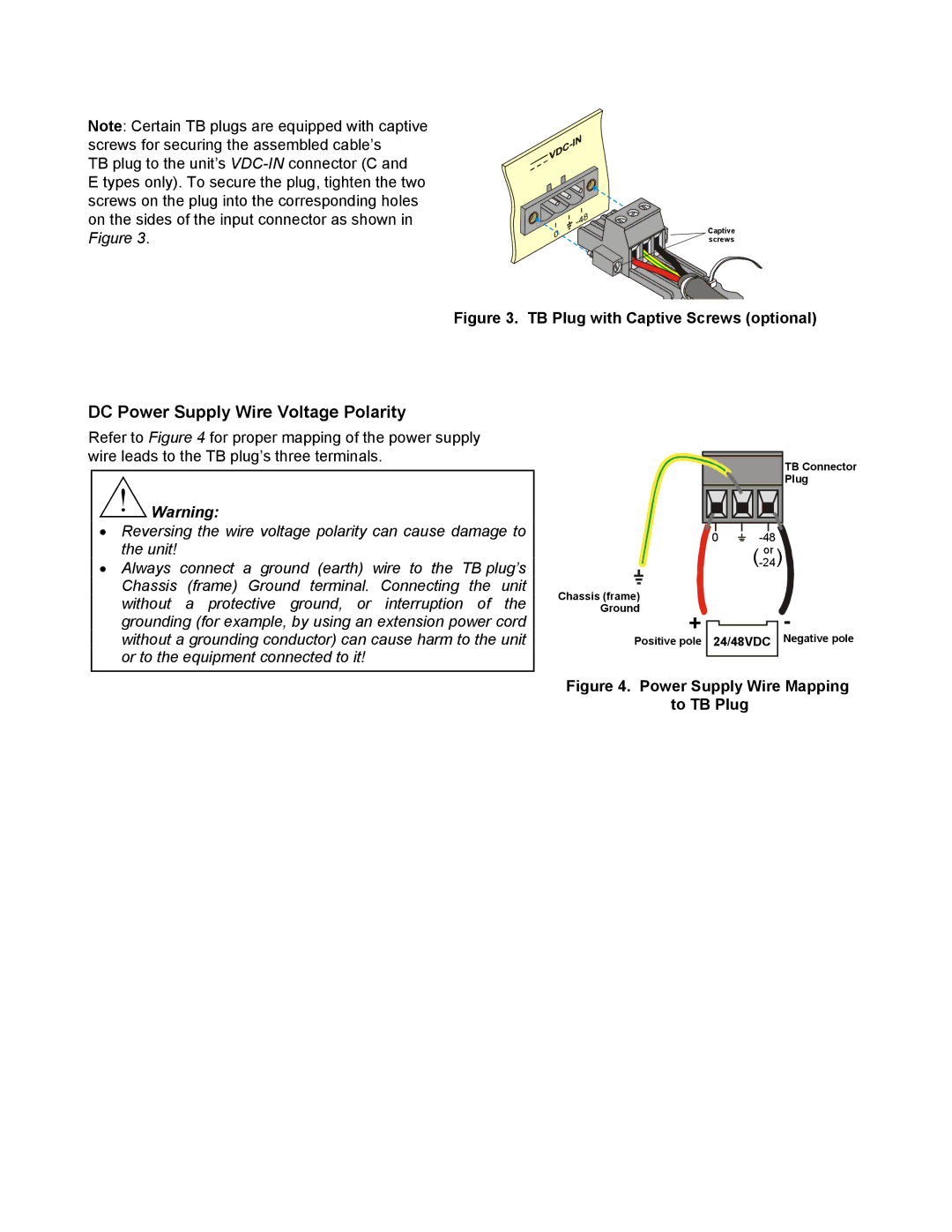 Cisco Systems IPMUX-1E operation manual DC Power Supply Wire Voltage Polarity, TB Plug with Captive Screws optional 