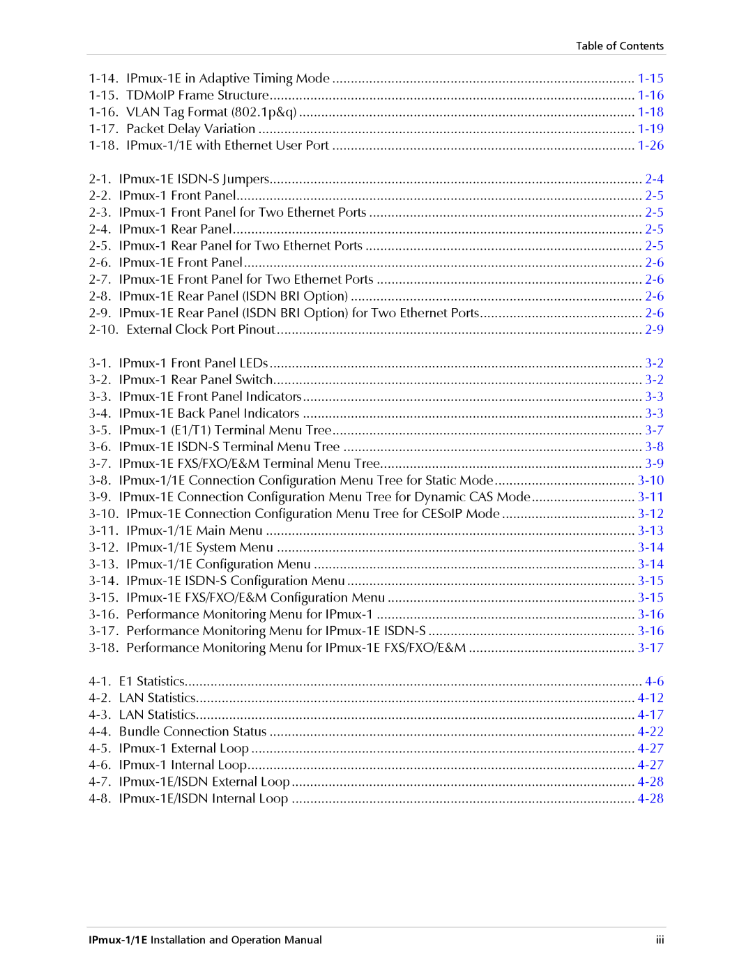 Cisco Systems IPMUX-1E operation manual Iii 