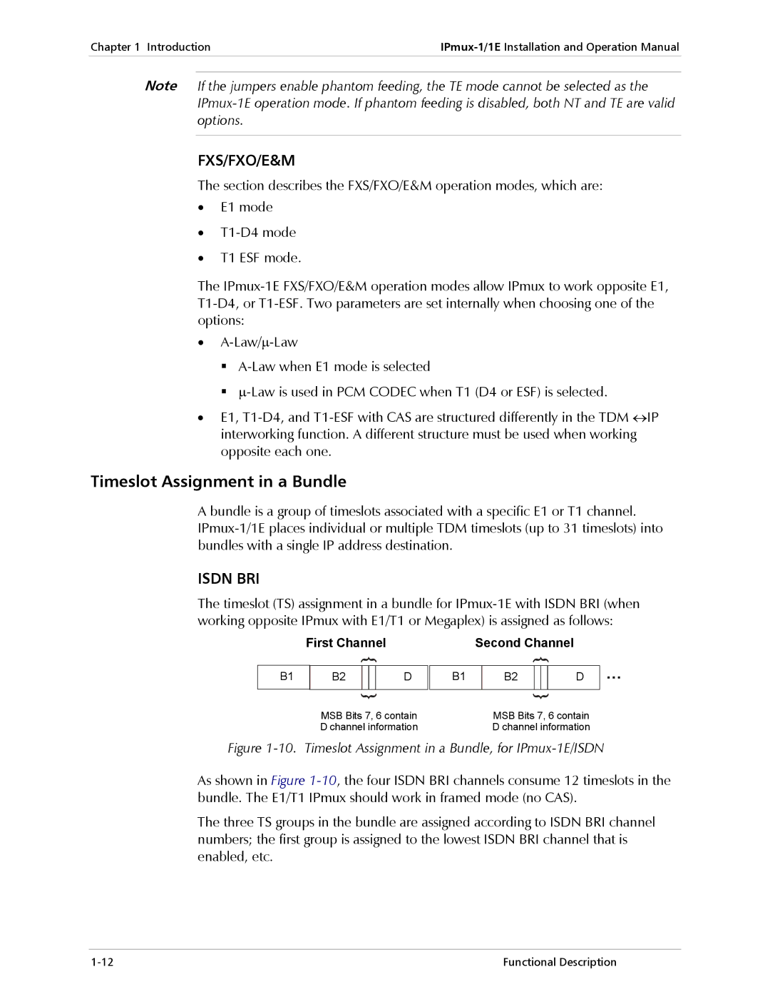 Cisco Systems IPMUX-1E operation manual Timeslot Assignment in a Bundle, First Channel Second Channel 