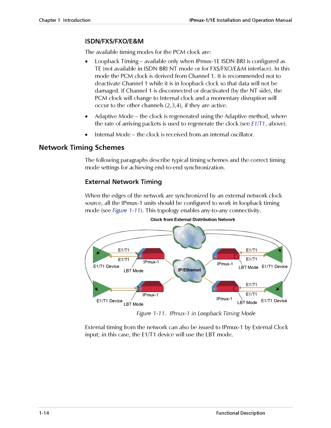 Cisco Systems IPMUX-1E operation manual Network Timing Schemes, External Network Timing 