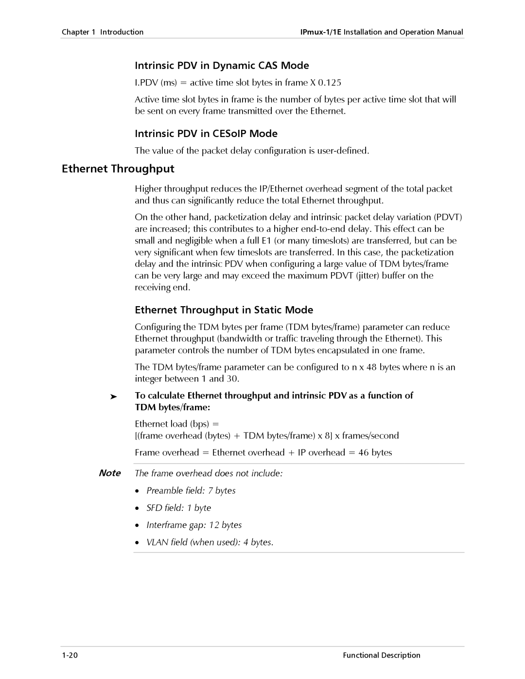 Cisco Systems IPMUX-1E Ethernet Throughput, Intrinsic PDV in Dynamic CAS Mode, Intrinsic PDV in CESoIP Mode 