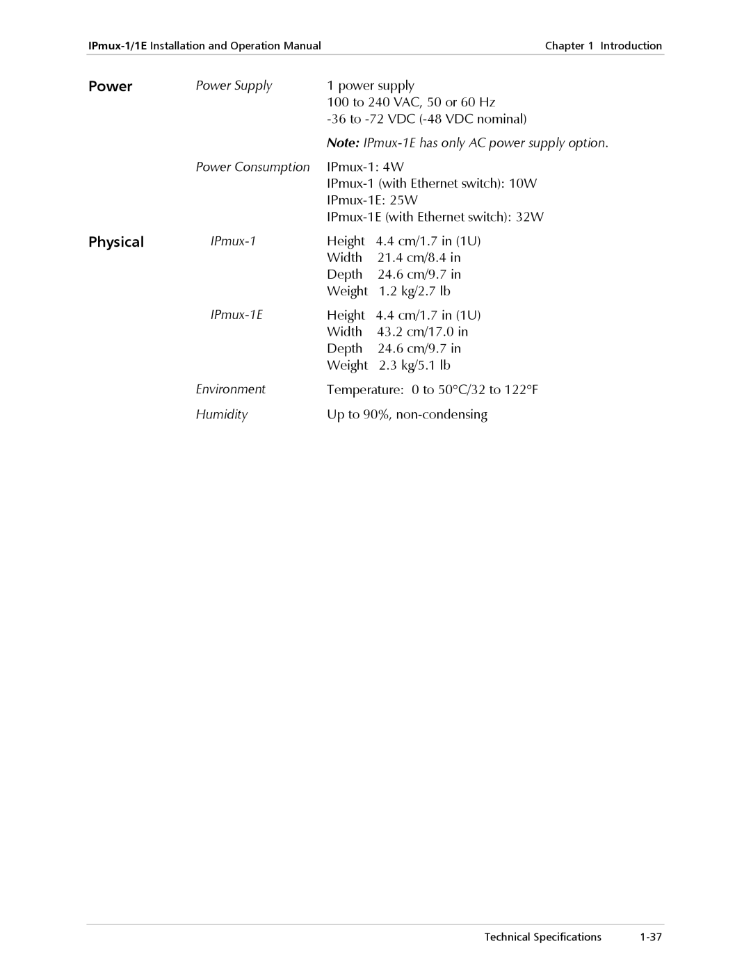 Cisco Systems IPMUX-1E operation manual Power 