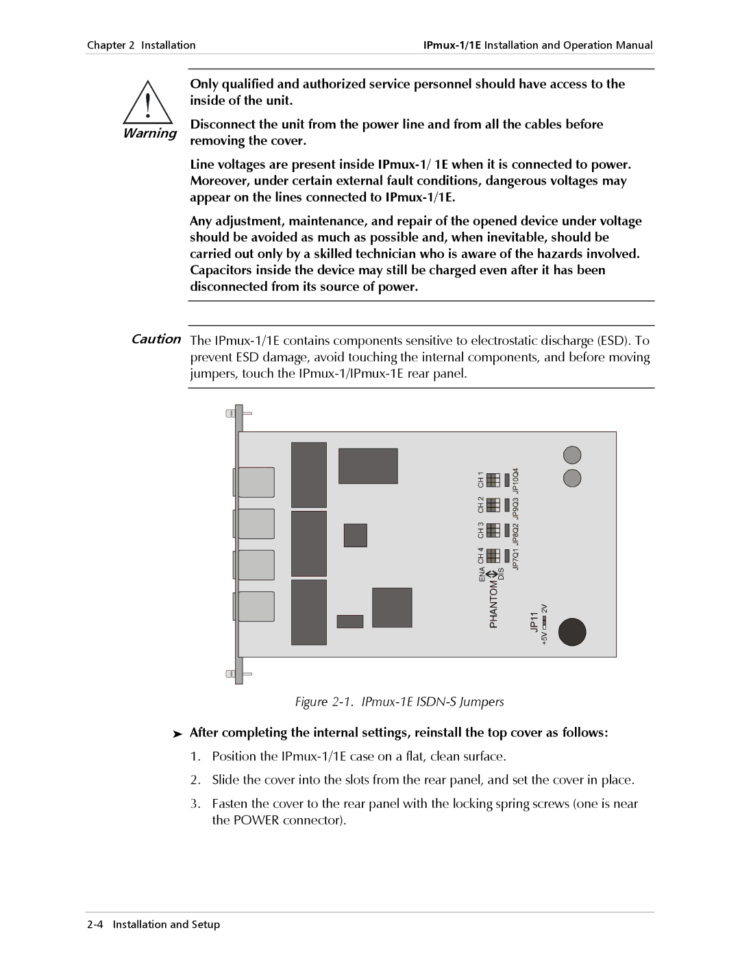 Cisco Systems IPMUX-1E operation manual IPmux-1E ISDN-S Jumpers 