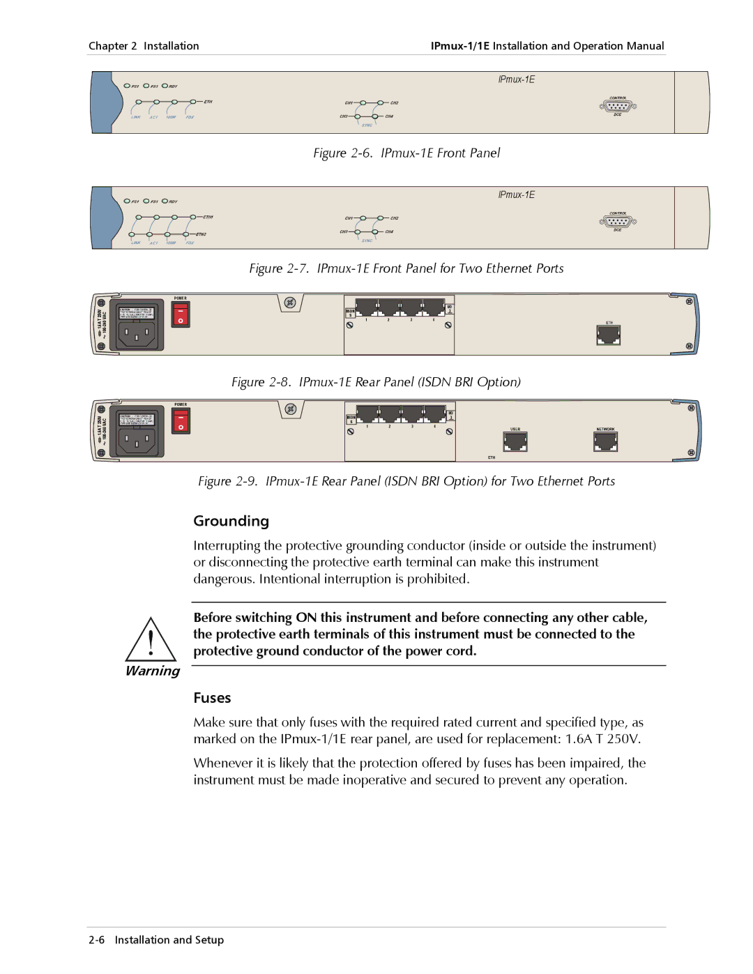 Cisco Systems IPMUX-1E operation manual Grounding, Fuses 