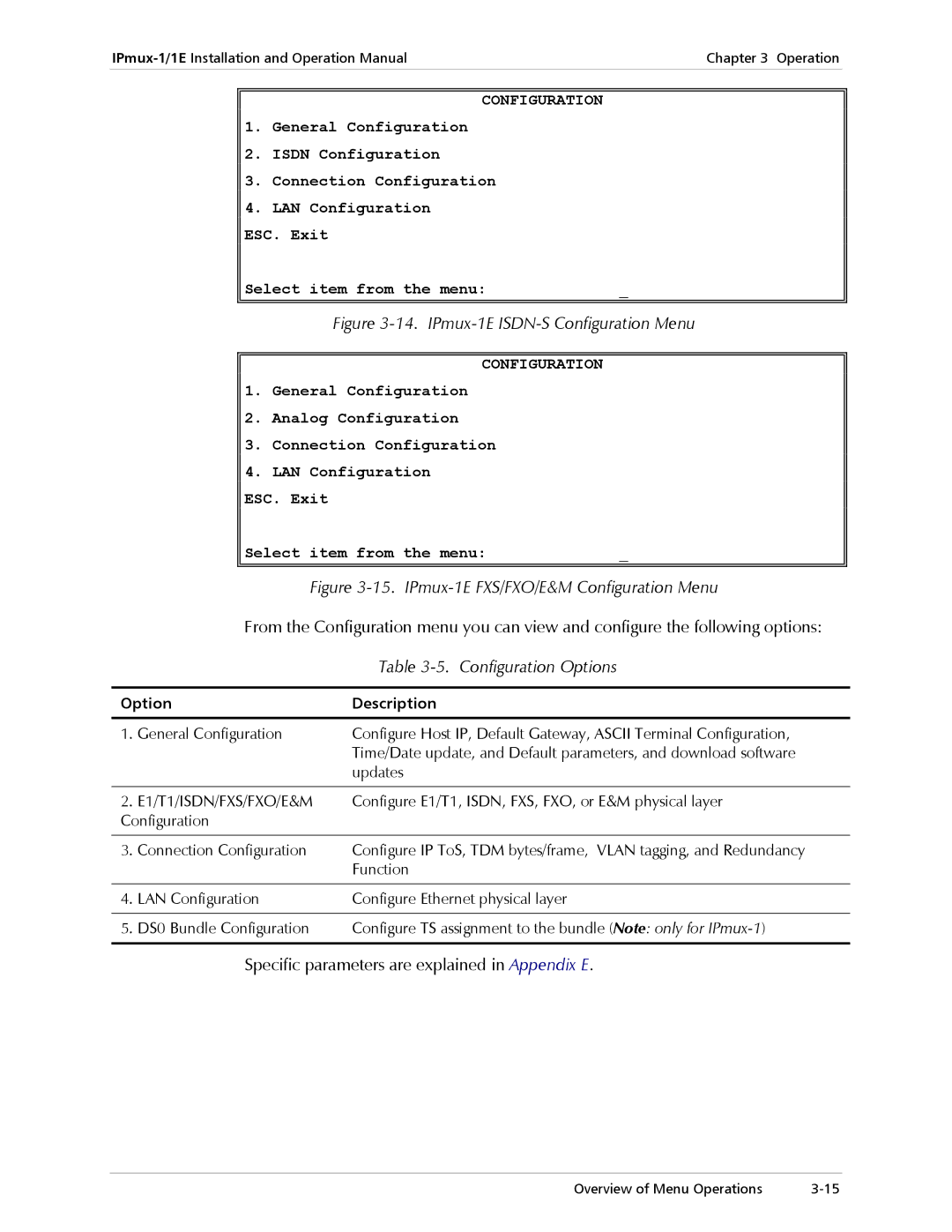 Cisco Systems IPMUX-1E operation manual IPmux-1E ISDN-S Configuration Menu 