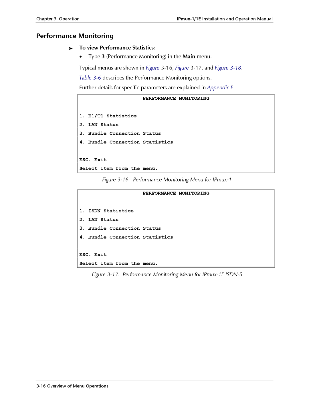 Cisco Systems IPMUX-1E operation manual Performance Monitoring, To view Performance Statistics 