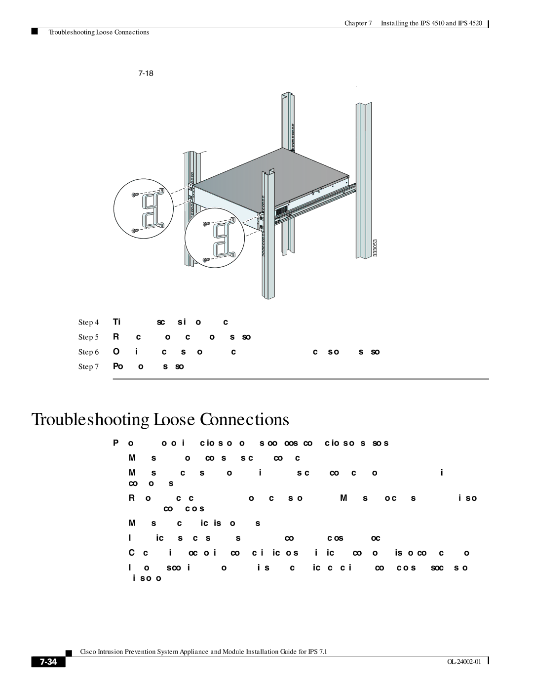 Cisco Systems IPS4510K9, IPS4520K9 Troubleshooting Loose Connections, Cable Management Brackets for the Slide Rail 