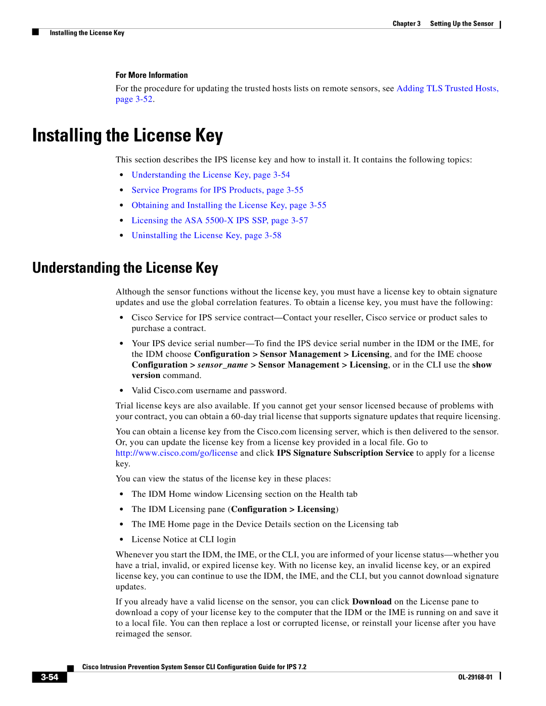 Cisco Systems IPS4510K9 manual Installing the License Key, Understanding the License Key 