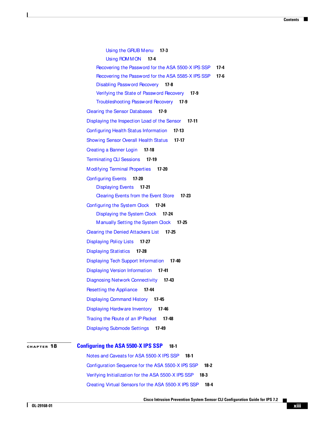 Cisco Systems IPS4510K9 manual Using Rommon, Xiii 