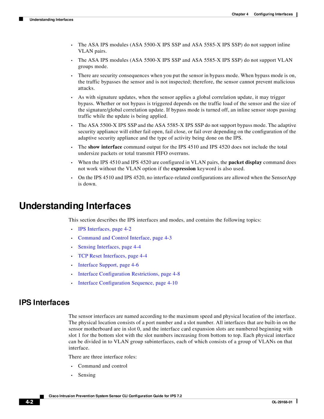 Cisco Systems IPS4510K9 manual Understanding Interfaces, IPS Interfaces 