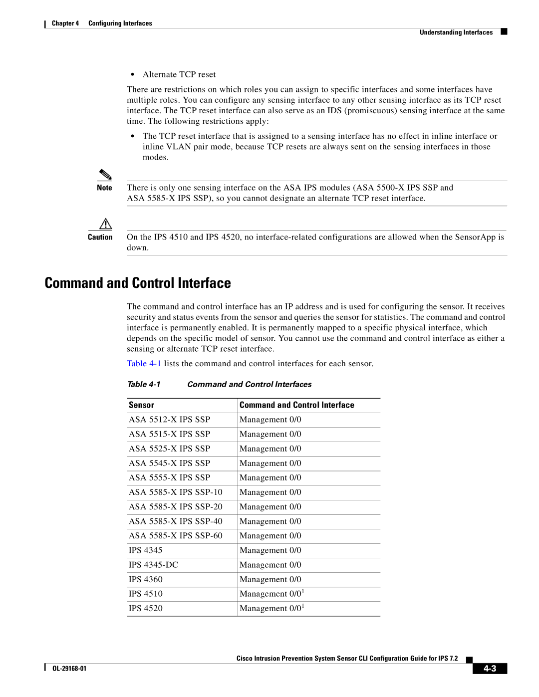 Cisco Systems IPS4510K9 manual Sensor Command and Control Interface 