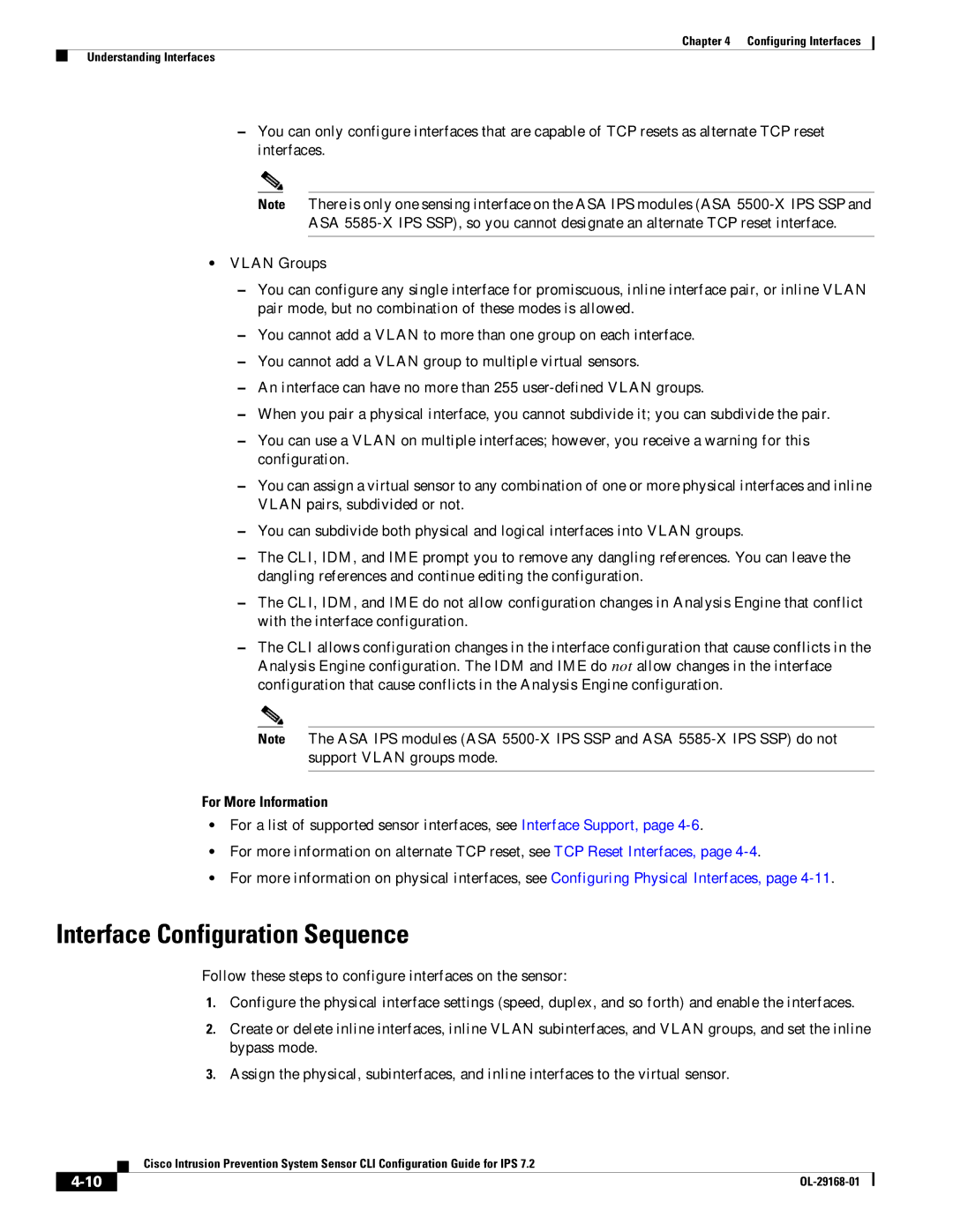 Cisco Systems IPS4510K9 manual Interface Configuration Sequence, For More Information 